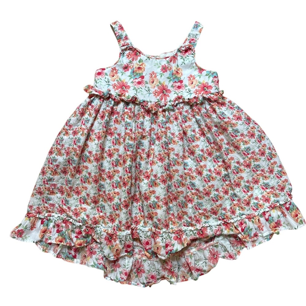 Pippa & Julie Floral‎ Sundress Kids White Excellent Ruffle High-Low SIZE 5